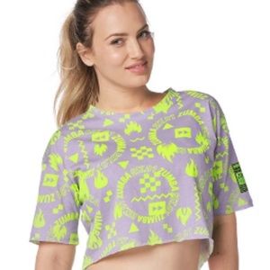 Zumba Lovely Lavender Printed Crop Top NWT (XL)